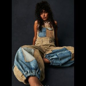 Free People Bittersweet Embroidered Overalls XS